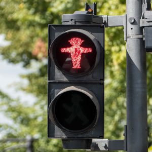 Eine rote Ampel