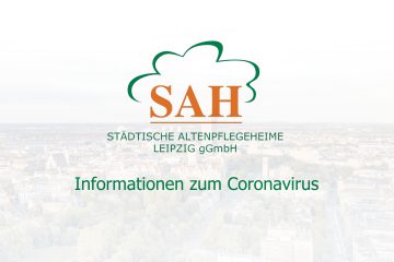 Das Logo der Städtischen Altenpflegeheime Leipzig gGmbH mit dem Schriftzug "Informationen zum Coronavirus"